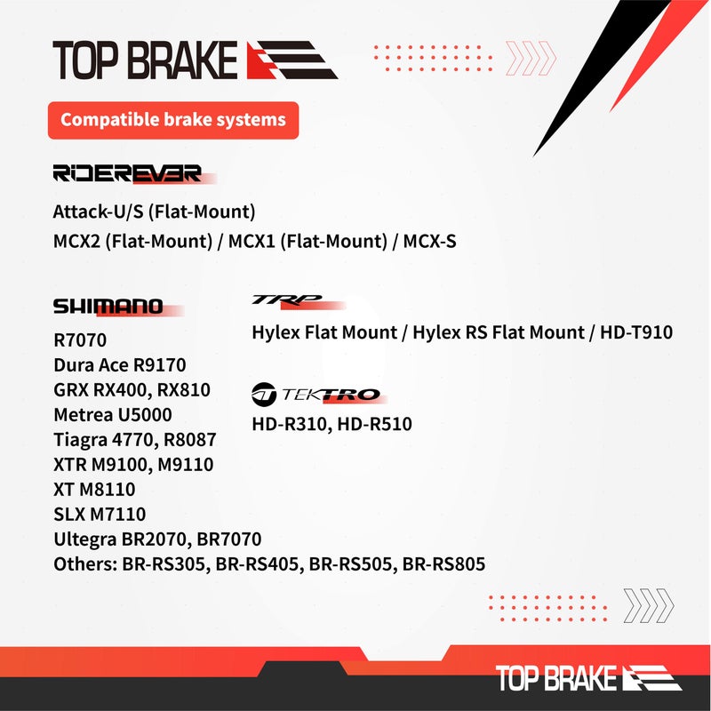 Top Brake وسادات فرامل قرص الفرامل العلوية لدراجة الطريق Shimano XTR-M9100، Dura Ace R9170، GRX RX400، BR RS305,405,505,805; تيكترو HD-R310/R510، حامل مسطح TRP-Hylex - Image 2